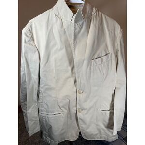 LBM 1911 Cardoso Mens Beige Mandarin Collar Blazer Jacket Size 42 US EU 52 Italy